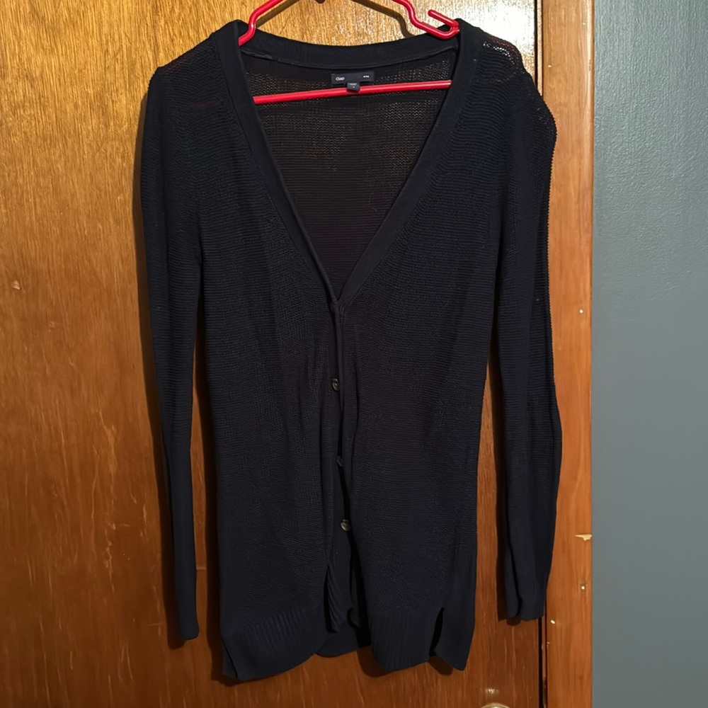 Button down navy sweater cardigan